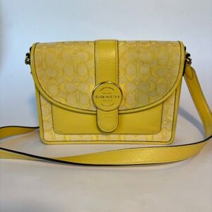 Coach Lonnie Crossbody Bag In Signature Jacquard Gold/Retro Yellow C8307‎